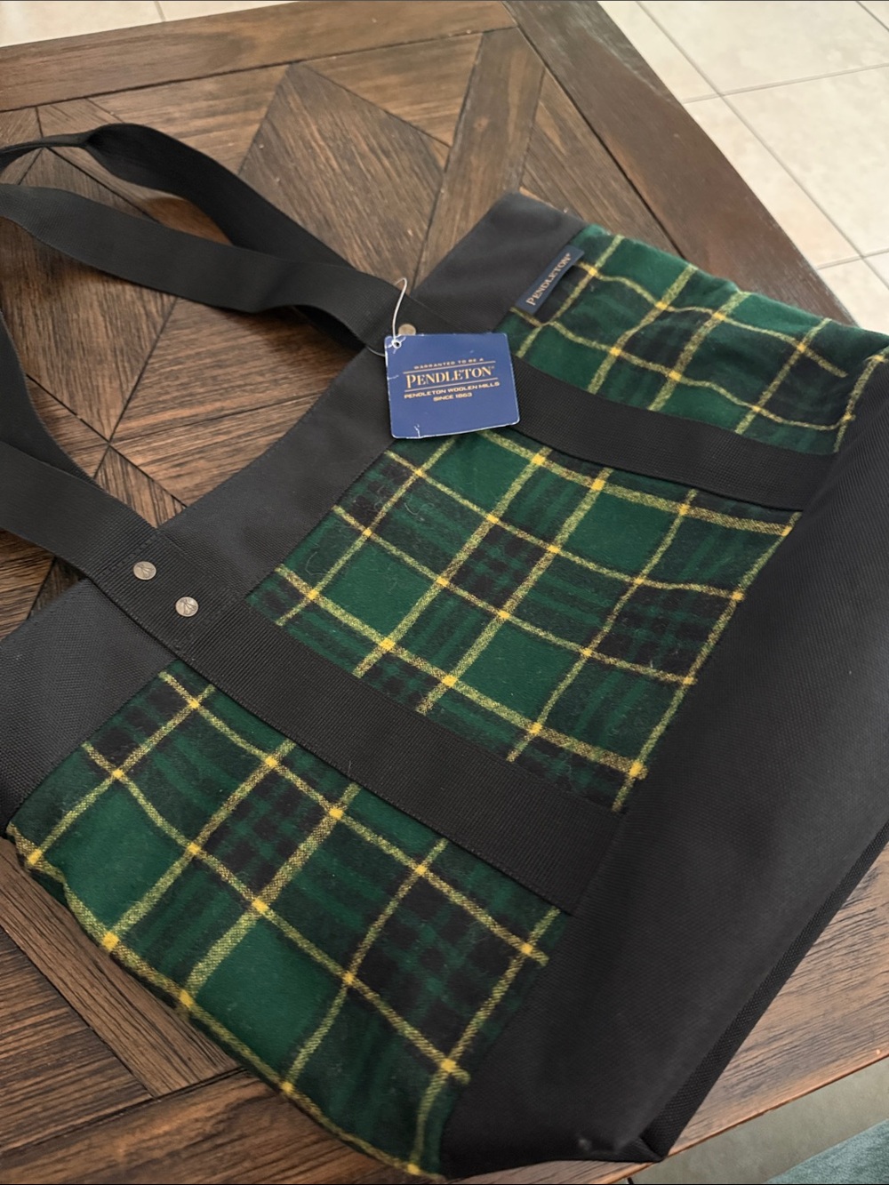 Pendleton University of Oregon 2018 Wool Plaid Canvas Tote Bag NWT - Picture 2 of 6
